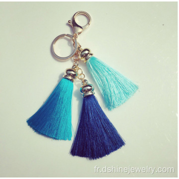 Tassel plaqué or Design porte-clés pompons en soie Keyring